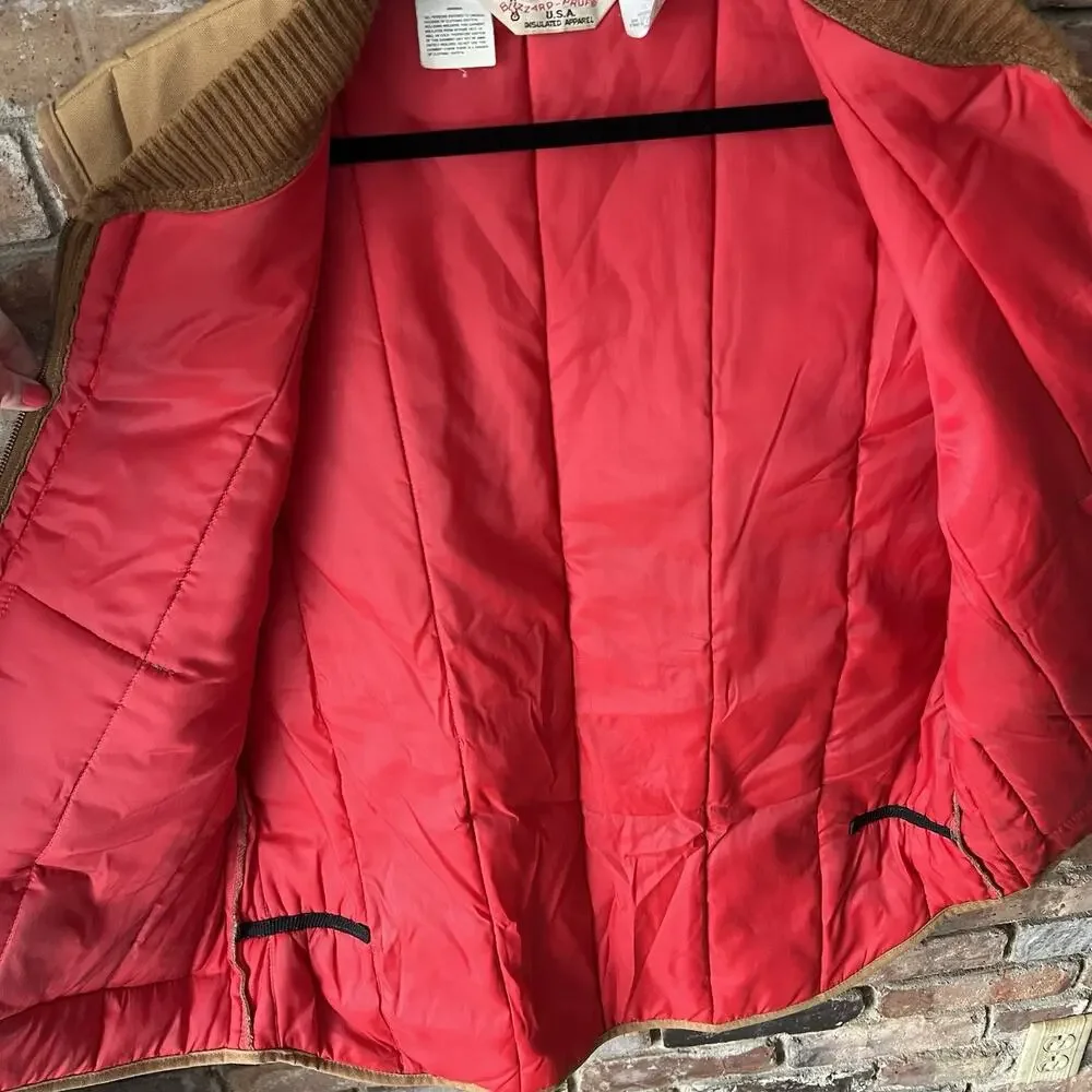 VTG 80s Walls Blizzard Puff Vest Duck Canvas Brown Insulated Mens XXL 50-52